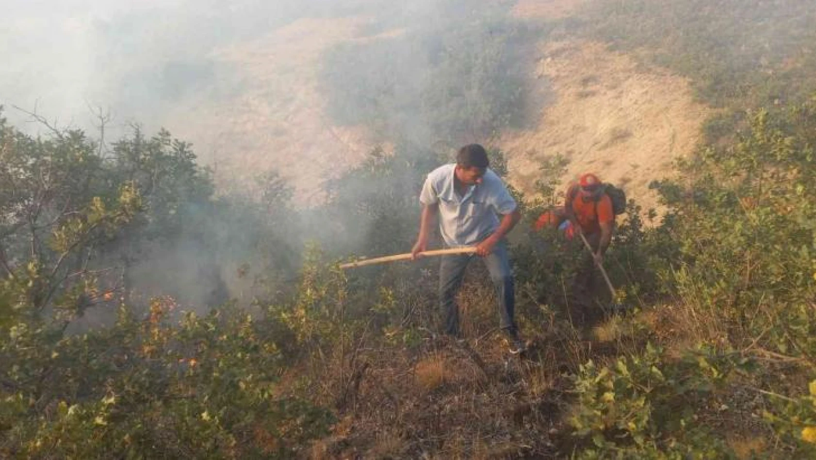 Tunceli'de çıkan örtü yangınına müdahale sürüyor