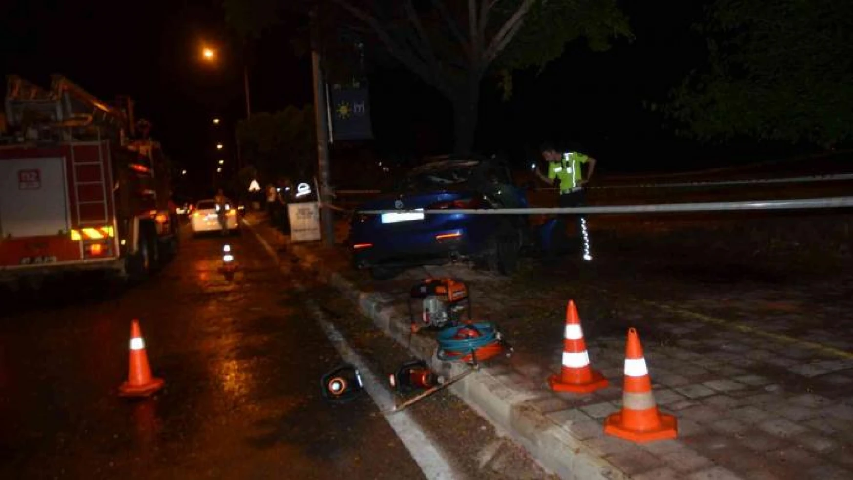 Antalya'da ağaca çarpan otomobil yandı sürücü hayatını kaybetti