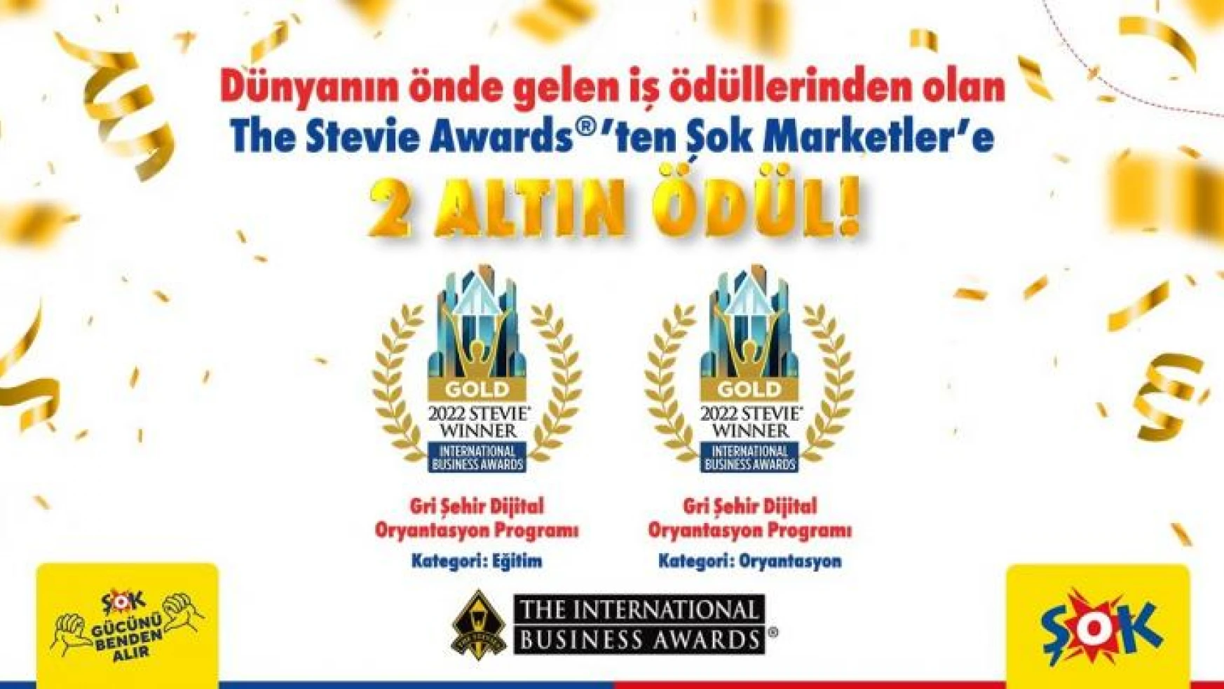 ŞOK Marketler, Uluslararası İş Ödülleri Stevie Awards'tan 2 altın ödül kazandı