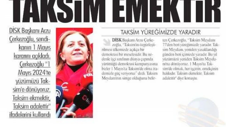 1 Mayıs'ta Taksim çağrısı medyanın gündemi