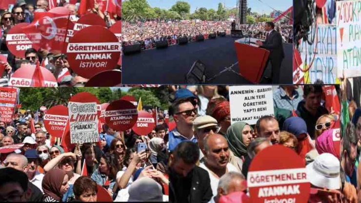 Atanamayan öğretmenler seslerini duyurdu: Binlerce kişi CHP'nin Eğitim Mitingi'nde buluştu