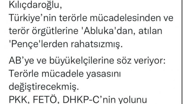 Bakan Soylu: 'Kılıçdaroğlu, Türkiye'nin terörle mücadelesinden ve terör örgütlerine 'Abluka'dan, atılan 'Pençe'lerden rahatsızmış'