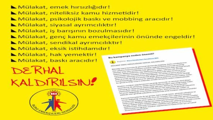 Emek hırsızlığı, niteliksiz kamu hizmeti: Mülakat derhal kaldırılsın