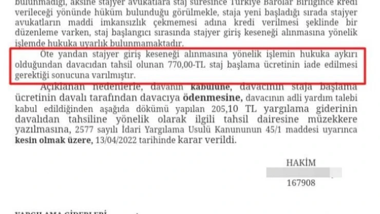 Genç avukat baroya açtığı davayı kazandı