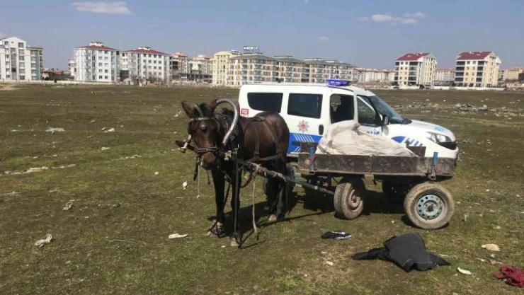 Hırsızlık şüphelileri at arabasını bırakıp kaçtı
