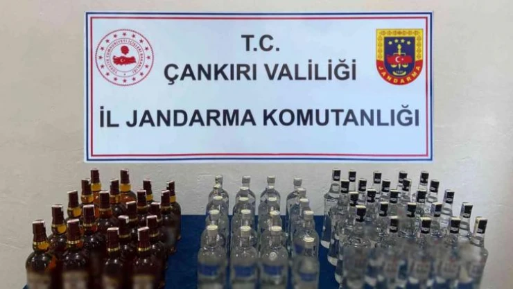 Jandarma ekiplerinin durdurduğu araçtan 54 litre kaçak alkol ele geçirildi
