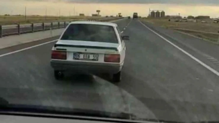Karayolunda tehlike saçan sürücü böyle görüntülendi