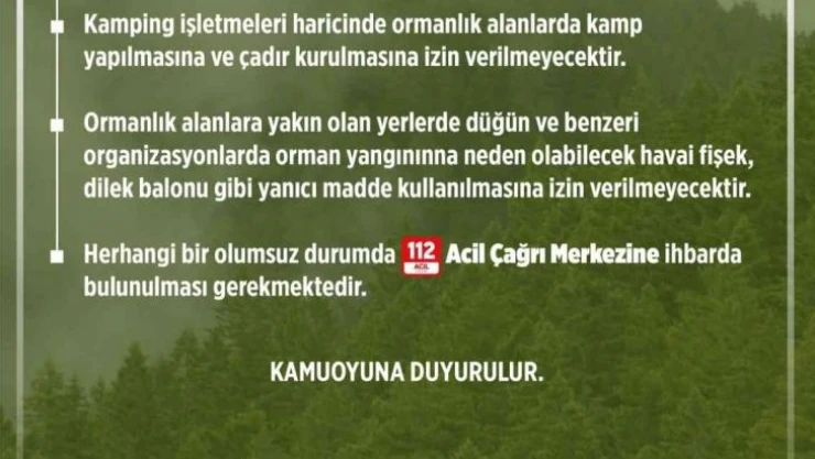Rize'de ormanlara giriş-çıkış ve ateşli piknik yasaklandı