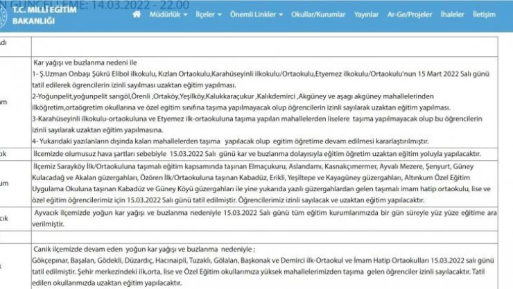 Samsun'da eğitime kar engeli