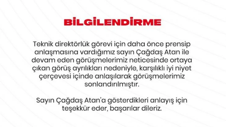 Samsunspor, Çağdaş Atan ile anlaşamadı