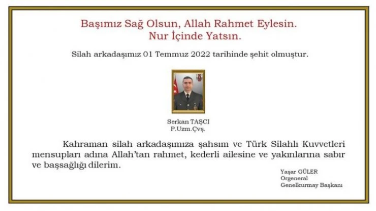 Şehit ateşi Bursa'ya düştü