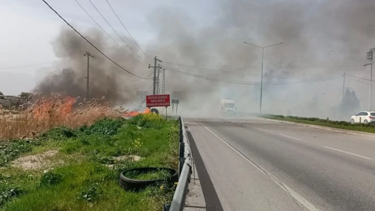 Yangın benzin istasyonuna ulaşmadan söndürüldü
